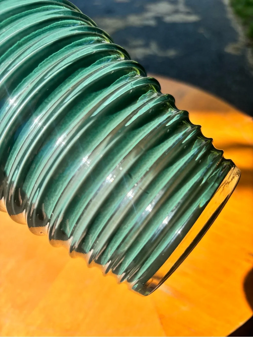 VINTAGE GREEN BEEHIVE ART-DECO INSPIRED VASE.